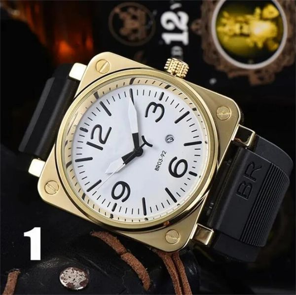 U1 Diseñador Top AAA BR Modelo Tres puntadas Reloj de lujo para hombres Reloj de cuarzo Marca superior Cinturón de goma Accesorios Relogio Relojes de pulsera con calendario de diseño de alta calidad Y680