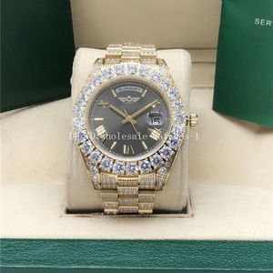 Diamond Dark Gray Roman President Watch 2288238 Men Automatische polshorloges Box