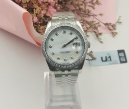 U1 moda 36/41mm relojes mecánicos para hombre bisel de acero inoxidable mujer diamante señora reloj impermeable luminoso relojes de pulsera montre de luxe