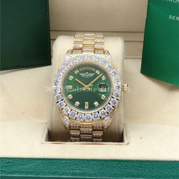 Volledige Diamond President Watch 128238 Green Dial 43mm Gold Men Auto Pols Watches Box