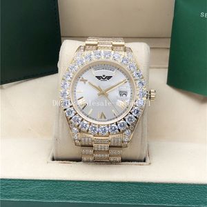 Full Diamond Silver Roman President Watch 2288238 Montres-bracelets automatiques pour hommes