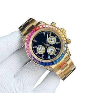 U1 Gold Reloj de diamantes para hombre Rainbows relojes de diseño de alta calidad para hombres Montre de luxe mecánico 40 mm Hebilla plegable Relojes para hombre impermeables Relojes de pulsera masculinos