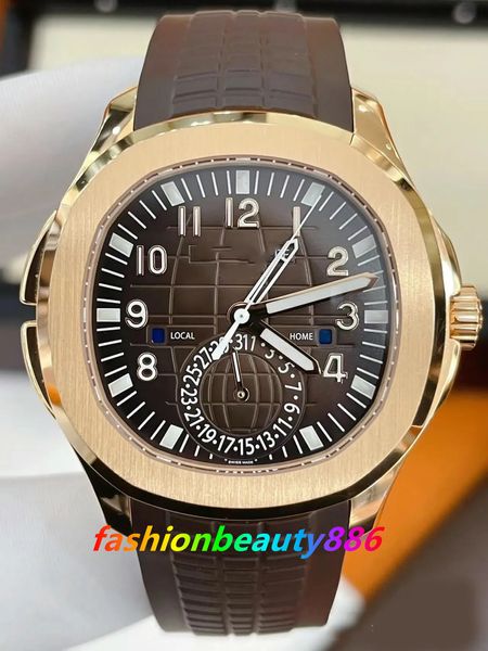 U1 vente montre mode haute qualité montre automatique 40mm vert 5164 Aquanaut voyage temps mouvement mécanique transparent hommes montres en caoutchouc étanche