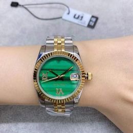 U1 ST9 Montres en acier bicolore or vert cadran limité romain 31 mm 116231 278273 montres-bracelets mécaniques automatiques pour dames bracelet jubilé mouvement saphir pour femmes