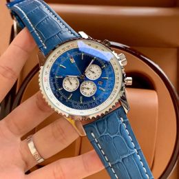 U1 Top AAA Bretiling B01 B06 montres à quartz pour hommes calendrier de couleur bleue cadran 43mm mouvement à quartz japonais VK boîtier en acier fin montre homme miroir résistant aux rayures minérales