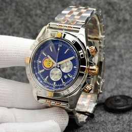 U1 TOP AAA BRETILTITION CHRONOMAT PATROULLE Air Watch Quality Navitimer Chronograph Quartz Two Tone Blue Calan 50th Anniversary Watch Steel Strap Mens Wrist