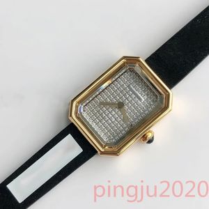 U1 Top AAA Diseñador clásico Reloj de diamantes Serie Premiere Elegante para mujer pequeño cubo de azúcar equipado Movimiento de cuarzo zafiro Correa de goma con textura de terciopelo ultrafina