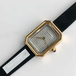 U1 TOP AAA Classic Designer Watch Premiere Series Stijlvolle diamanten wijzerplaat dames kleine suiker kubus uitgeruste saffier uitgeruste kwartsbeweging ultra dunne fluwelen textuur