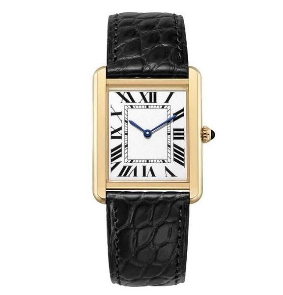 U1 Top AAA Géométrique Rectangle Réservoir Montre-Bracelet Senior Must Quartz Série Montres Femme Montre En Cuir Noir Saphir Cristal Verre Ultra Mince Dame Montre-Bracelet T512