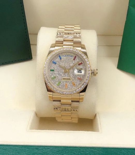 U1 Top AAA Montre automatique de luxe pour femme 36 mm Qualité haut de gamme Lunette en diamant Datejust Visage saphir Arc-en-ciel carré diamant ding acier inoxydable remise étanche