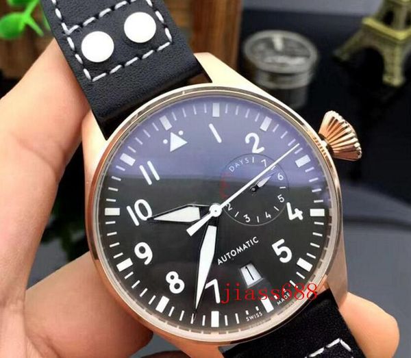 U1 Top AAA Luxury Designer Watch Men Portugieser Automatic Mechanical Big Classic Pilot Montres 46mm Le Prince Sapphire Montres-bracelets en cuir noir Montre de luxe