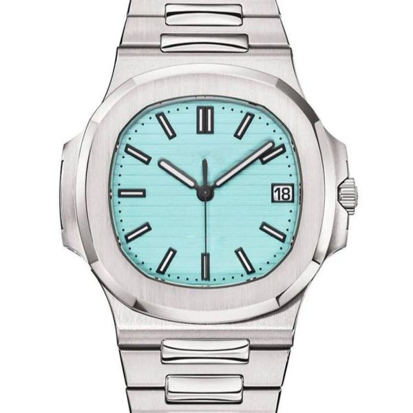 U1 Top AAA Luxury ST9 Nautilus 5711 Relojes 40 mm 2813 Movimiento Transparente Mecánico Automático Baby Blue 170 Aniversario Reloj para hombre Reloj de pulsera para hombre Y434