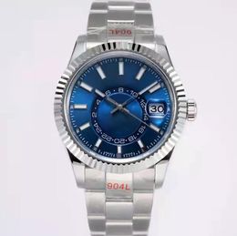 U1 TOP AAA Navy ST9 stalen herenhorloges blauw GMT automatisch uurwerk wijzerplaat saffier kalender maandelijks 42 mm horloge roestvrij Sky Dweller 326934 Skydweller horloges