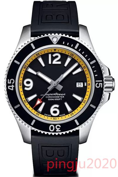 U1 Top AAA Super Ocean Reloj mecánico Hombres Moda Azul Dial Blackbird Reloj automático para hombre Bisel giratorio Superocean Avenger Rubber Gents Relojes de pulsera deportivos