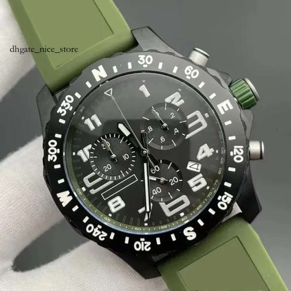 U1 AAA de primera calidad Bretiling 48MM Endurance Pro Limited Reloj con esfera negra Cronógrafo de cuarzo Batería Fecha de alimentación Reloj para hombres Correa de acero inoxidable Reloj de pulsera para hombres Nice 771