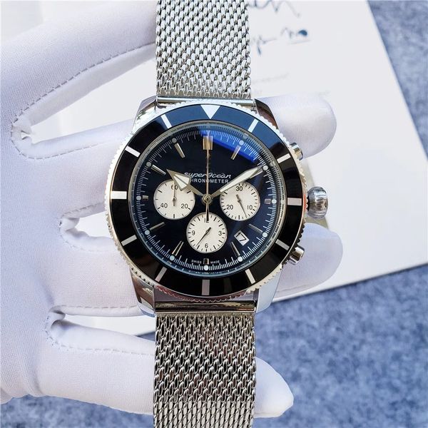 U1 AAA Bretiling Heritage Super-Ocean Heritage Mira mecánica automática Full Full Working Alta calidad Correa de acero inoxidable Sapphire 42 mm Wutwatches de pulsera