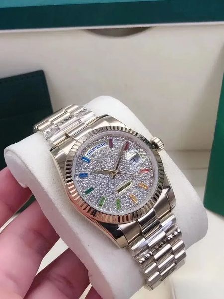 U1 Reloj automático para mujer AAA de primer nivel 36 mm Bisel de diamantes de alta calidad Datejust Cara de zafiro Arco iris cuadrado diamante ding hebilla de acero inoxidable resistente al agua 610