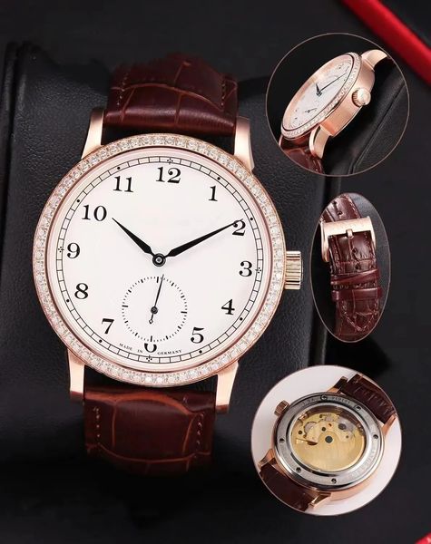 U1 Reloj de diseño superior AAA de primer nivel para hombre y mujer, relojes con movimiento mecánico automático, correa de cuero genuino, reloj de pulsera de acero inoxidable Montre De Luxe J818