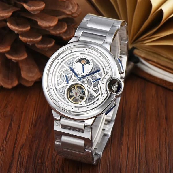 U1 Reloj de calidad superior AAA de primer nivel 44 mm Hombres Movimiento mecánico automático Relojes de lujo Esqueleto Dial Cuero Acero inoxidable Moda Relojes de pulsera