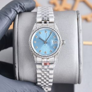 U1 dames Watch Blue Round Dial 28mm vouw gespil Volledig automatisch mechanisch diamant krasbestendig blauw kristal anti -reflecterende Montre de Luxe