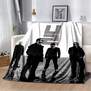 U2 Rock Bang Bono Blanche d'impression 3D, couverture à jets doux pour la maison de chambre à coucher canapé de voyage pique-nique bureau de repos couverture de couverture