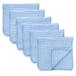 U2ZQ Babs Burp Cloths de madera fina Grain 6 paquetes de tela a mano de algodón 100% grande con capas para absorción y suavidad adicionales (paquetes azules) D240513