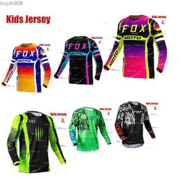 U4xq Heren T-shirts Mtb Kids Enduro Jersey Bat Fox Downhill Mountainbike T-shirt Motocross Motorfiets Sneldrogend Kindershirt