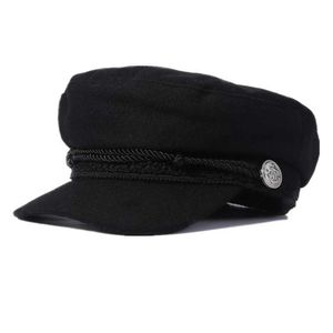 U6TQ Berets Fashion Femmes hommes Military Spring Autumn Sailor Black Ladies Beret Top Captain Cap Voyage Cadet Octogonal Hat D24418