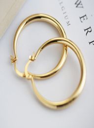 U7 Big oorbellen Nieuwe trendy roestvrij staal18k Real Gold Compated Fashion Jewelry Round Round Hoop -oorbellen voor dames3628214