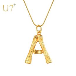 U7 Grote Letters Bamboe Hanger Initial Kettingen voor Vrouwen met 22 Snake Chain DIY Alfabet Sieraden Moederdag Cadeau P12622