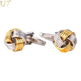 U7 Gloednieuwe manchetknopen voor heren Two Tone Gold Color Fashion Jewelry Trendy Men Suit Style Cuff Links Gift C023