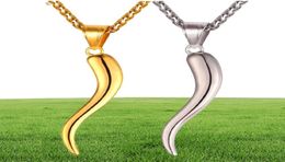 U7 collier en corne italienne amulette couleur or pendentifs en acier inoxydable chaîne pour hommes femmes cadeau bijoux de mode P1029309o1563793