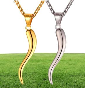 U7 collier en corne italienne amulette couleur or pendentifs en acier inoxydable chaîne pour hommes femmes cadeau bijoux de mode P1029309o7834012