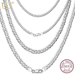U7 Solid 925 Sterling Zilveren Ketting voor Mannen Vrouwen Tiener Sieraden Italiaanse Figaro / Cubaanse Curb Chains Layering Necklace SC289 220326