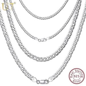 U7 solide 925 chaîne en argent sterling pour hommes femmes adolescents bijoux italien Figaro chaînes de bordure cubaines collier de superposition SC289 220326243G