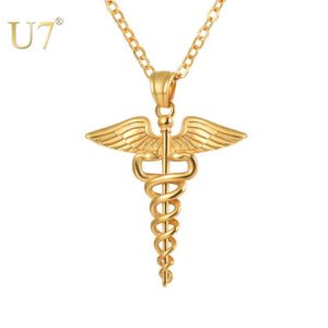 U7 Rvs Caduceus Hanger Ketting Verpleegkundige Verpleging Arts Sieraden Afstuderen Geschenken P1170 210323291c