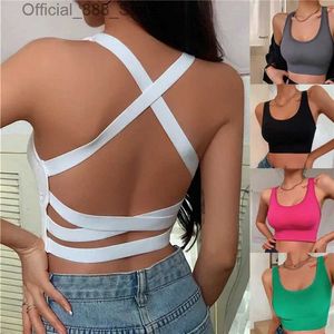 U70T Tanques féminines Camis Sexy Vest Crop Crop Top Sleness Vests Beach Women Sports Vest Tops Camisole Party Backless Backless Stracts Underdress D240427