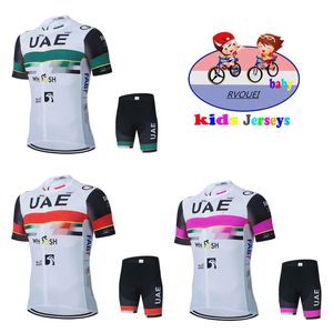 Uae Pro Kids Cycling Jersey Set Shorts Summer Balance Respirant Séchage rapide Enfants Vêtements Garçons Filles Vêtements de vélo 240113