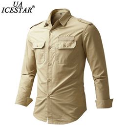 Uaicestar 100% katoen mannen shirts lente merk single breasted herfst mode casual slanke lading 's 210721