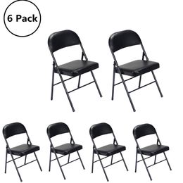 UBesGoo - Juego de 6 sillas plegables acolchadas para boda con marco de metal, color negro