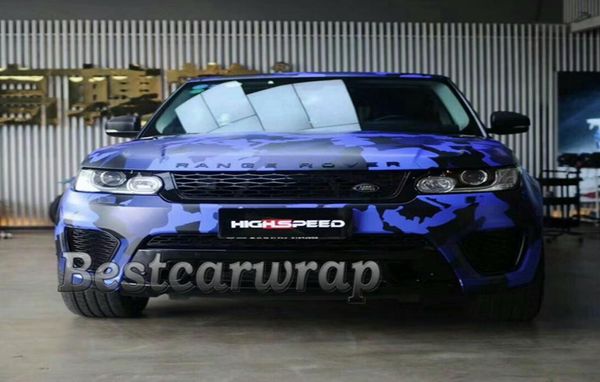 ubran Bleu noir Camo VINYLE Full Car Wrap Camouflage Foil Autocollants avec Camo camion couvrant feuille PEAU taille 152 x 30m5x98ft2608758