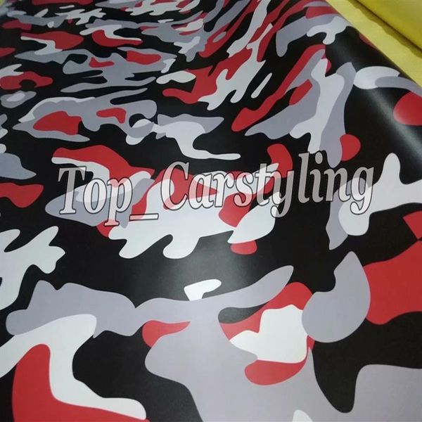 Ubran blanc rouge neige camo vinyle film d'emballage de voiture camouflage autocollant de voiture foil238i