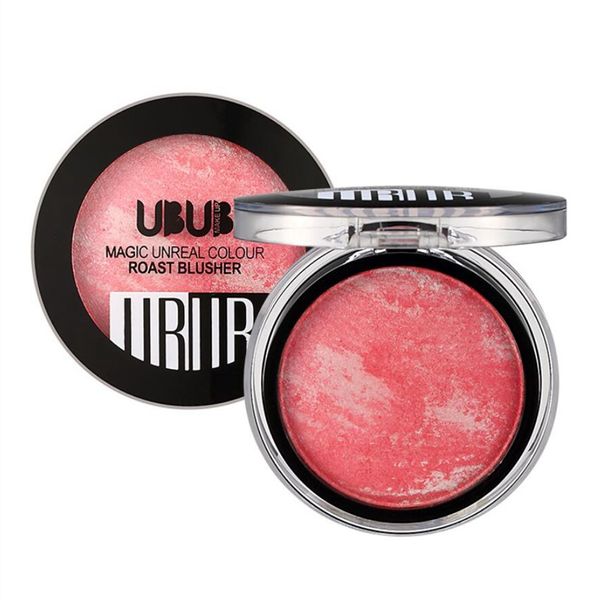 UBUB 8 colores Nuevo maquillaje Baking Blush con Puff Bronzer Baked Cheek Color Blusher Palette Petal Face Power