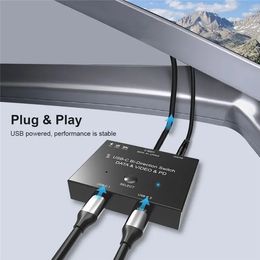 Commutateur bidirectionnel USB-C UC-161 m, adaptateur Hub MST 1 à 2 de Type C, prise en charge de la vidéo 8K/30Hz, données 10Gbps, PD 100W, 0.5