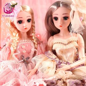 UCanaan 18 pulgadas 45CM 1/4 BJD Dolls 18 Ball Jointed Doll para niñas con trajes completos Zapatos de vestir Maquillaje SD Doll Toys para niños LJ201031