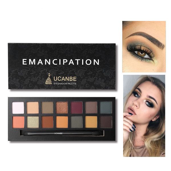 UCANBE – Palette de fards à paupières métalliques mats, 14 couleurs, à paillettes, nus, minéraux, nuances claires, ensemble de maquillage fumé, cosmétique de beauté