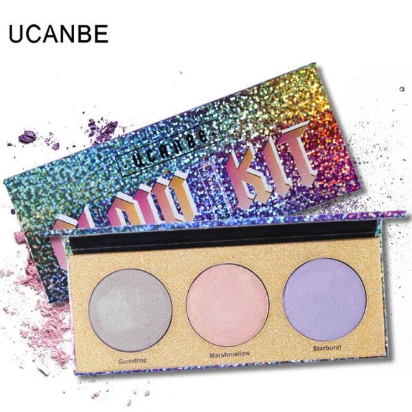 UCANBE 3 couleurs Shimmer Caméléon surligneur Palette de maquillage cristal sucre mettant en évidence bronzant lueur ombre à paupières Kit cosmétique 60 pcs/lot DHL