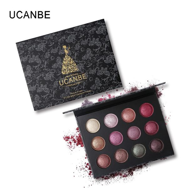 UCANBE Marque Pro Haute Qualité 12 Couleurs Cuit Métallique Ombre À Paupières Maquillage Palette Glitter Smoky Nude Fard À Paupières Poudre Cosmétiques