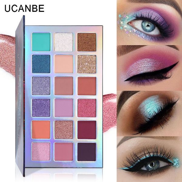UCANBE – Palette de maquillage pour ombre à paupières, 18 couleurs, bulle variable, nébuleuse, superbe, multi-réfléchissant, scintillant, bleu paon