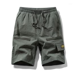 Ucarzy mannen zomer casual patroon elastische katoenen vracht shorts mode losse fit solide korte broek bigtall1